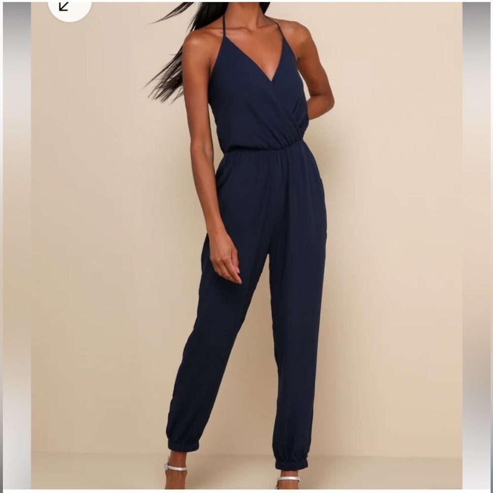 Lulus Learning to Fly Navy Blue Jumpsuit (Med)